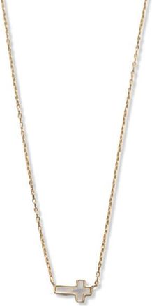 Argento Vivo Mother-of-Pearl Sideways Cross Pendant Necklace in Gold at Nordstrom
