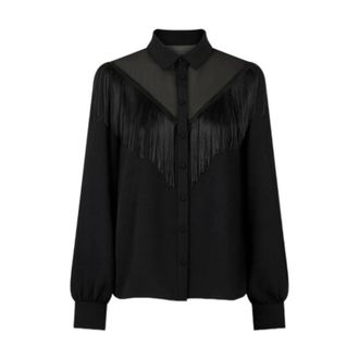 Nafnaf Elegante en moderne blouse met klassieke kraag en lange mouwen - Dames - Overhemden - Zwart - S - Polyester - Overhemden