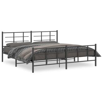 Berkfield Home Metal Bed Frame without Mattress with Footboard Black 193x203cm | Size: 193x203 cm