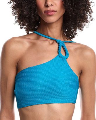 Milly Milly Metallic Lux One-Shoulder Chain Bandeau Bikini Top