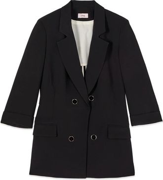 Oltre Crepe Stof Blazer - Dames - Blazers - Zwart - M - Leer - Jassen