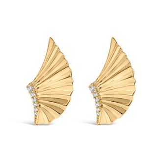 House of Brilliance 14K Yellow Gold Plated Silver Diamond Accent Fan Wing Stud Earrings at Nordstrom