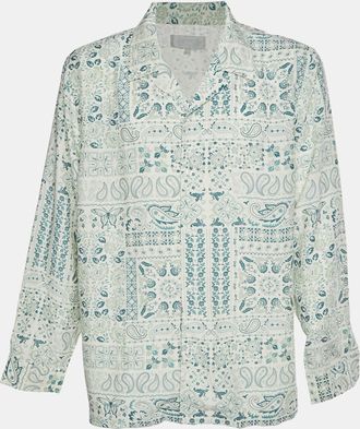 Kith Cream/green Paisley Print Cotton Blend Long Sleeve Shirt