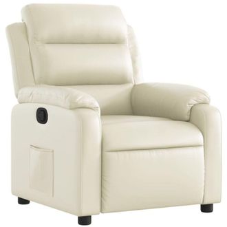 vidaXL Sill&oacute;n Reclinable De Cuero Sint&eacute;tico Crema Vidaxl