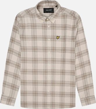 Lyle & Scott Mens Lyle And Scott Tonal Check Flannel Shirt Light Mist/heritage Taupe - Light Mist Heratage Taupe - Size: 38/Regular