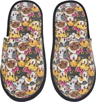 Generic Cute Cat Men Women Slippers Breathable House Slippers Non-Slip Sliders For Bedroom Winter Outdoor M