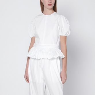 Rotate White Alix Top With Puff Sleeves