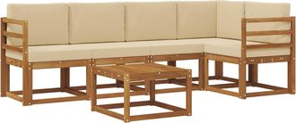 vidaXL Conjunto De Sof&aacute;s De Exterior 6 Uds. Natural Y Beige Vidaxl
