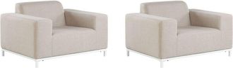 Beliani Beliani - Set of 2 Modern Outdoor Indoor Armchairs Beige Fabric White Legs Rovigo