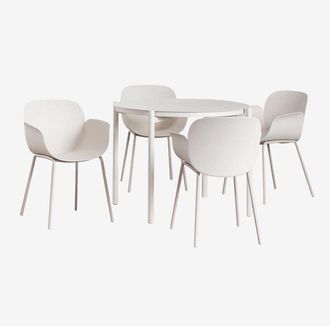 Sklum Sklum - Set tavolo rotondo in alluminio Elton (&Oslash;110 cm) e 4 sedie da giardino Lynette
