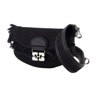 Ganni Womens Cotton Textured Wallet Black