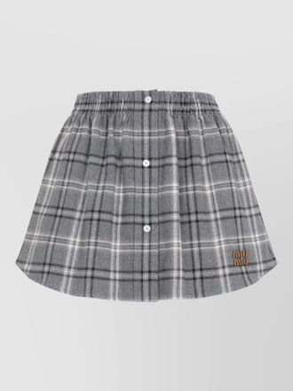 Miu Miu cotton checked midi pleated skirt