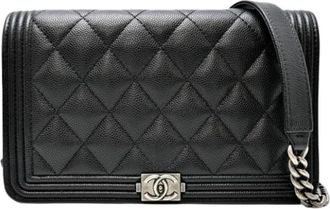Chanel Pre-owned Chain Shoulder Wallet - Dames - Vintage Schoudertas - Zwart - ONE Size - Leer - Vintage