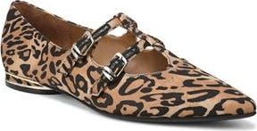 Naturalizer Brigitte T-Strap Mary Jane Flat in Leopard Print Brown Fabric at Nordstrom Rack, Size 10