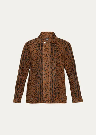 Kobi Halperin Lana Beaded Animal-Print Suede Jacket