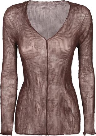 Issey Miyake Chiffon Twist 1 - Dames - Longsleeves - Bruin - M - Chiffon - Tops