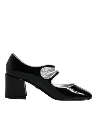 Dolce & Gabbana Black Patent Leather Crystal Mary Jane Pumps Womens Shoes