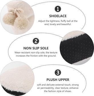 Vosarea Fleece Indoor Non-slip Winter Boots for Women and Men Thick Cotton Flat Bottom Floor Shoes Wear-resistant Soft Sole Warm Footwear for Home Use Ivory W