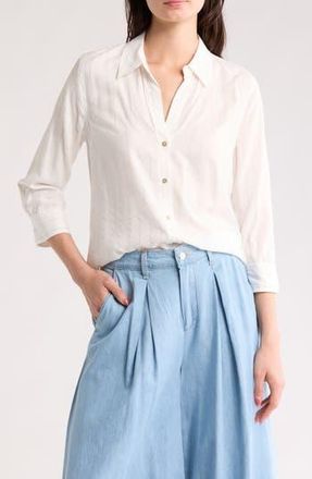 L'agence Camille Button-Up Shirt in Ivory/Gold Stripe at Nordstrom Rack, Size Medium