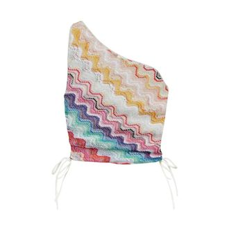 Missoni Zig Zag One-Shoulder Crop Top - female - Missoni - Sleeveless Tops - Multicolor - M - Tops