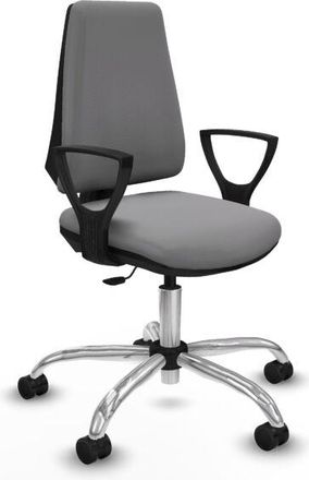 Piqueras y Crespo Elche Cp Similpiel Gris Brazos Fijos Base Cromada Ruedas Nailon 65mm