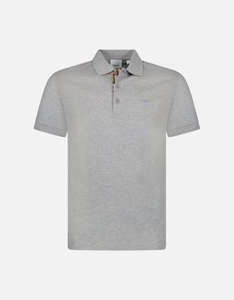 Burberry Mens Burberry Eddie TB Check Placket Polo-Shirt Grey - Size: 42