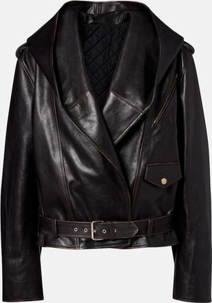 Alaia Ala&iuml;a Giacca biker in pelle con cappuccio