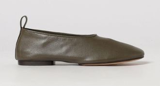 SOEUR Bala Brown Leather Ballet Flats with Round Toe and Pull Tab