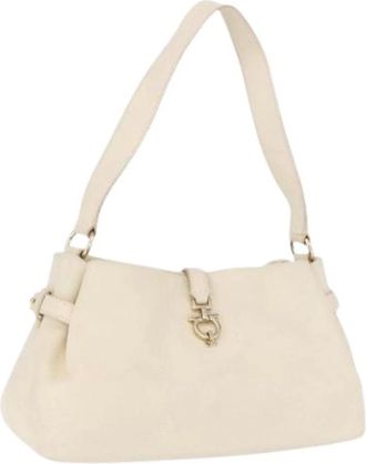 Ferragamo Pre-owned Leather Hand Bag - Dames - Vintage Schoudertas - Beige - ONE Size - Leer - Vintage