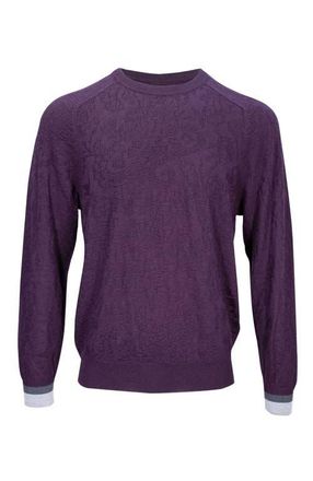 Lords of Harlech Colin Jacquard Merino Wool Paisley Sweater in Plum at Nordstrom, Size X-Large