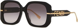 Fendi Fendigraphy Oversized Square-frame Sunglasses, Sunglasses, Black