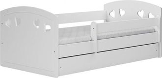 Topeshop Topeshop - van - Childrens single bed white 140 x 80 cm base + mattress + drawers