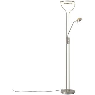 QAZQA Moderno L&aacute;mpara De Pie Moderna De Acero Con Brazo De Lectura Con Led Y Regulador - Divo Acero Alargada Incluye Led Max. 1 X 18 Watt - Qazqa