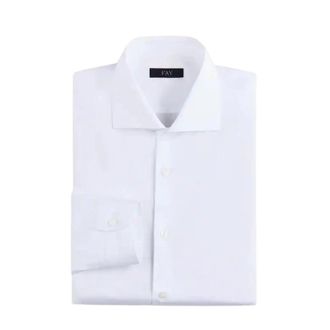 Fay Regular Stretch Poplin Shirt - Heren - Zakelijke Overhemden - Wit - 2XL - Katoen - Overhemden