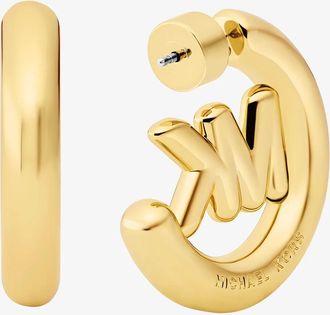 Michael Kors Large Logo Charm Hoop Earrings