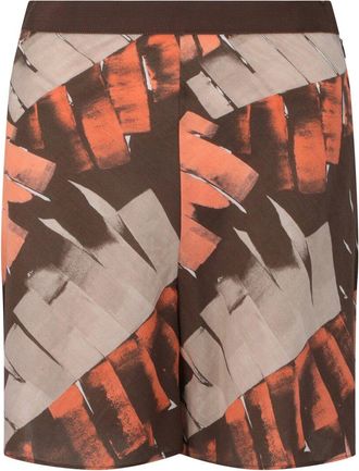 Ferragamo Palm Print Silk-Blend Bermuda Short