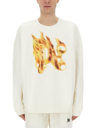 Palm Angels Burning Monogram Print Sweatshirt