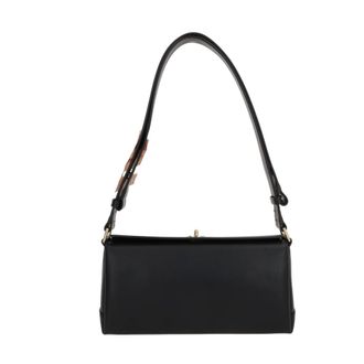 Plan C Black Leather Shoulder Bag with Twist-Lock - female - PLAN C - Shoulder Bags - Black - ONE SIZE - Bags