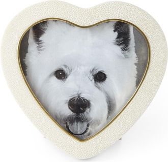 Aerin Cream Faux Shagreen Heart Picture Frame