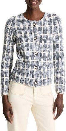 Nic+Zoe Stacked Medallions Cotton Blend Knit Jacket in Indigo Multi at Nordstrom Rack, Size Xx-Large