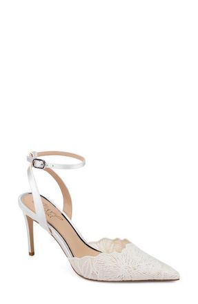 Badgley Mischka Zaima Ankle Strap Pump in Ivory Satin at Nordstrom, Size 9.5