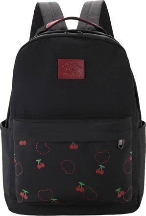 Generic Nylon Aesthetic Backpack with Inner Compartment School Bag for Teenagers (Black)