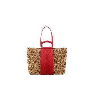 Carolina Herrera Handbags, female, Red, ONE SIZE, Charro Insignia Basket Handbag