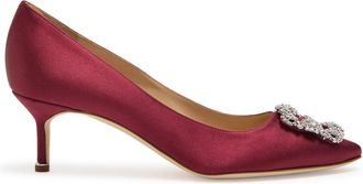 Manolo Blahnik Hangisi 50 Satin Pumps - Dark Red