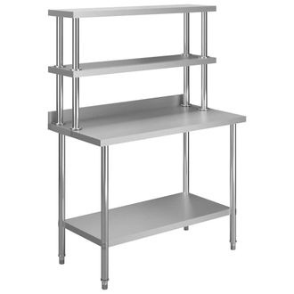 vidaXL Vidaxl - Mesa De Trabajo De Cocina Con Estante Acero Inox 120x60x150 Cm