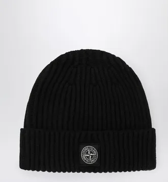 Stone Island Black wool beanie