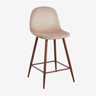 Sklum Sgabello alto Glamm in velluto Sklum Marrone Grano Legno scuro