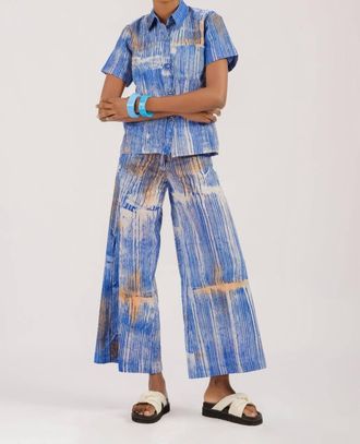 Busayo Boye Button Up Top In Blue Multi