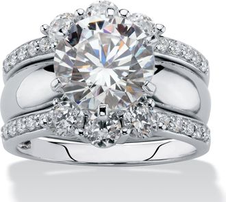 Palm Beach Jewelry Cubic Zirconia Multi-Row Jacket Wedding Ring Set 14.1 TCW in Platinum-plated
