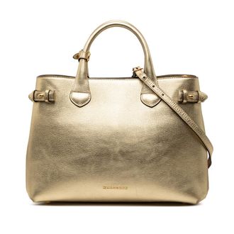 Burberry Pre-owned Burberry Medium Metallic Leather and House Check Banner Satchel Ladies AM9R2HXYOEK8TL47